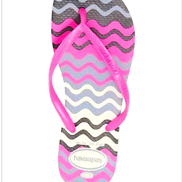 NWT Fits 8.5 - 10 Havaianas Slim Harmony WAVE Flip-Flop White Sole Pink Strap - Picture 1 of 13